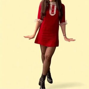RARE Vintage 1960s Velvet Holiday Mini Dress